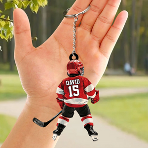 Personalized Kid Hockey Players Keychain For Hockey Lover