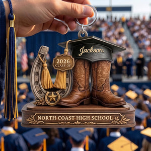 Custom Cowboy Boots Graduation Hanging Ornament β Class Of 2026 Keepsake For Seniors