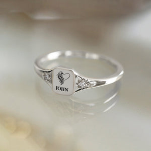 I'm A Mother To A Son With Wings - Engraved Name Personalized Ring