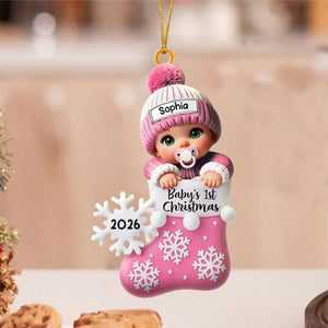 Baby In Christmas Stocking β Baby's 1st Christmas Personalized Ornament