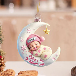 Baby Sleeping On The Moon β Baby's 1st Christmas Personalized Ornament