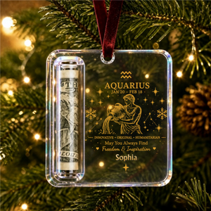 Custom Name โ Personalized Zodiac Christmas Cash Ornament