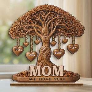Personalized 2-Layered Wooden Plaque โ "Love That Branches Forever" โ Mother's Day Gift For Mom & Grandma