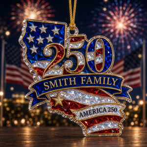 Personalized "The State Pride" Acrylic Hanging Ornament β Celebrating America 250th Anniversary | Luxury Patriotic Gift