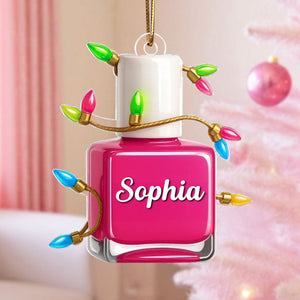 Nail Polish Christmas Acrylic Ornament - Personalized Gift For Nail Artist