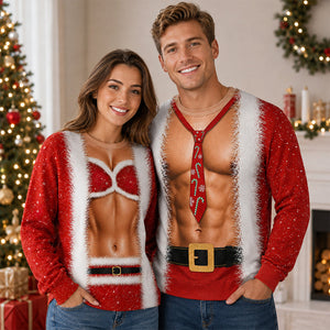 Funny Santa Body Illusion Christmas Sweatshirt – Personalized Novelty Christmas Party Sweater