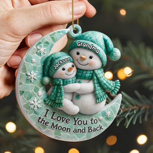 I Love You To The Moon and Back Wooden Ornament - Personalized Gift For Grandparents and Family