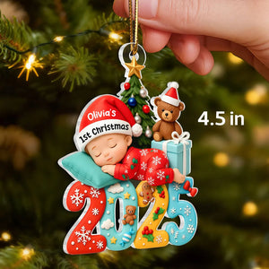 Baby's First Christmas Keepsake – Personalized Acrylic Ornament with Baby Photo For Holiday Tree Decor