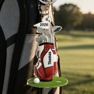 Colorful Golf Bag - Personalized Acrylic Golf Bag Keychain - Gift for Golf Lovers