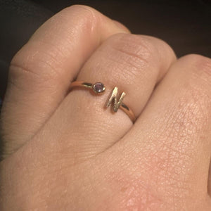 Personalized Initial Birthstone Ring,Dainty Ring for Women