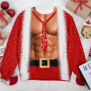 Funny Santa Body Illusion Christmas Sweatshirt – Personalized Novelty Christmas Party Sweater