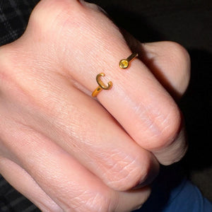 Personalized Initial Birthstone Ring,Dainty Ring for Women