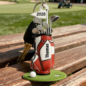 Colorful Golf Bag - Personalized Acrylic Golf Bag Keychain - Gift for Golf Lovers