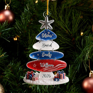 Patriotic Family Sea Glass Design Personalized Acrylic Ornament Christmas Gift for Patriotic Family