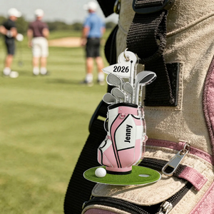 Colorful Golf Bag - Personalized Acrylic Golf Bag Keychain - Gift for Golf Lovers