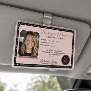 Custom Passenger Princess Acrylic Car Visor Clip - Personalized Car Accessories Owner Gift for Boyfriend, Husband