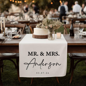 Wedding Table Runner, Personalized Last Name Sign, Custom Wedding Banner, Sweetheart Table Decor, Wedding Reception Gift
