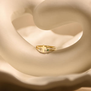 Personalized Cross Birthstone Ring for Women Mom Ring Best Friend Gift