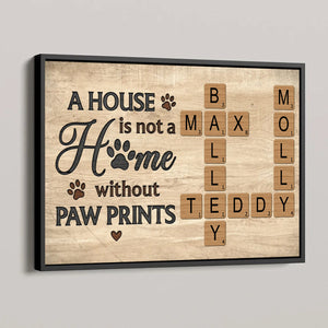 Home With Paw Prints Personalized Crossword Puzzle Art Canvas Gift For Dog Lover