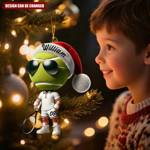 Cool Tennis Player Christmas Ornament, Personalized Acrylic Ornament