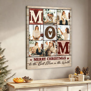 Mom Custom Photo Collage Canvas Poster, Personalized Christmas Gift From Daughter To Mother