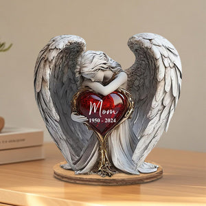 On Angels Wings - Personalized Memorial Freestanding Wood Plaque