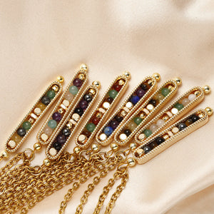 Small Stone Bead Pendant Card Necklace, Amethyst Collar Chain