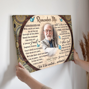 Personalized Canvas Prints, Custom Photo, Loss Of Mom, Loss Of Dad, Mandala Pattern Remember Me Canvas
