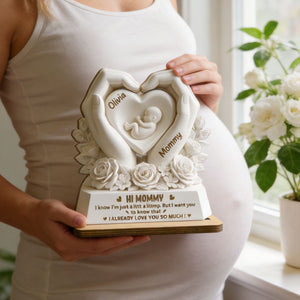 Personalized "Hi Mommy, Little Bump" Wood Plaque โ Gift For Expecting Moms