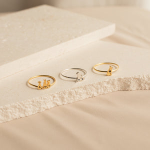 Personalized Pet Ring Pet Lover Memorial Gift Sympathy Gift Stackable Engraved Animal Initial Ring