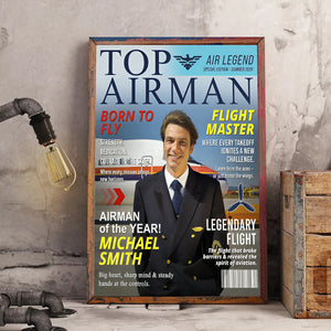 Personalized Airman Magazine Cover, Unique Gift for Pilots and Veterans, Airman Dad Gift, Custom Air Force Gift