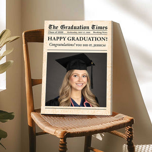 Graduation 2026 - Personalized Graduation Newspaper Cover Canvas for Him or Her