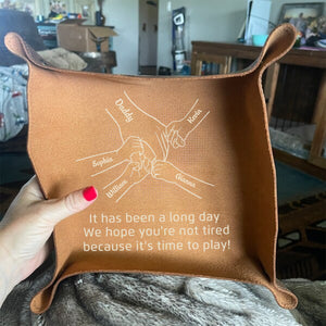 Come Home To Love - Family Personalized Custom Leather Valet Tray - Father's Day, Gift For Dad, Grandpa