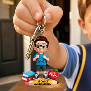 Personalized 1st Day Of Kindergarten Acrylic Keychain โ Back To School & Christmas Keepsake For Kids