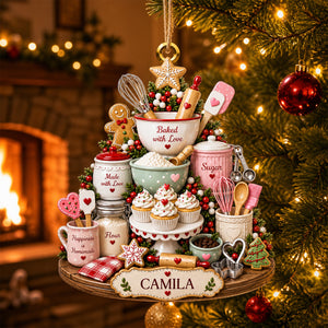 Baked With Love, Personalized Christmas Ornament, Gift For Baking Lovers
