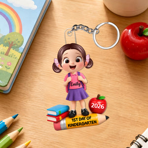 Personalized 1st Day Of Kindergarten Acrylic Keychain โ Back To School & Christmas Keepsake For Kids