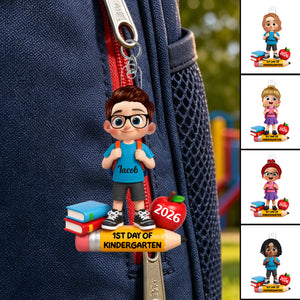 Personalized 1st Day Of Kindergarten Acrylic Keychain โ Back To School & Christmas Keepsake For Kids