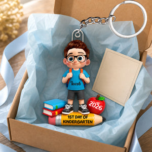 Personalized 1st Day Of Kindergarten Acrylic Keychain โ Back To School & Christmas Keepsake For Kids