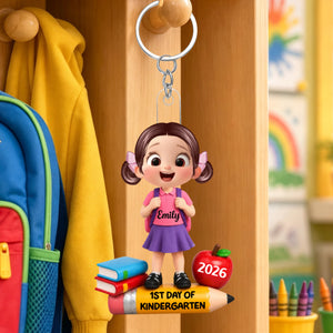 Personalized 1st Day Of Kindergarten Acrylic Keychain โ Back To School & Christmas Keepsake For Kids