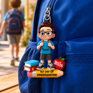 Personalized 1st Day Of Kindergarten Acrylic Keychain โ Back To School & Christmas Keepsake For Kids