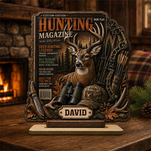 Custom Hunting Magazine Cover Plaque, Personalized Hunting Gifts for Men, Deer Hunting Gifts for Him, Hunting Dad Gift