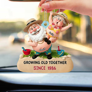 Growing Old Together,Personalized Beachwear And Straw Hats Ornament Christmas Gift For Couples and Grandparents