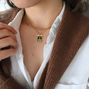 Personalized Skull Mom Kids Tarot Card Necklace Gift for Grandma Mom