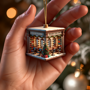 Personalized Custom Name Hair Salon Ornament, Hair Salon Christmas Decoration