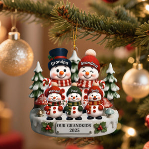 Custom Snowman Acrylic Ornament - Personalized Christmas Birthday Gifts For Grandpa, Grandma