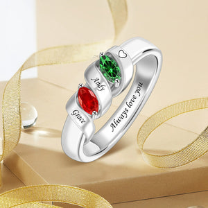 Personalized Birthstone Hug From Heaven Memorial Ring