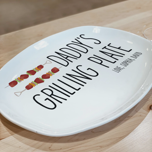 Daddy's Grilling Plate - Personalized Platter, Happy Father's Day Gift BBQ Lover Gift For Dadgrill Master Daddy Birthday Gift