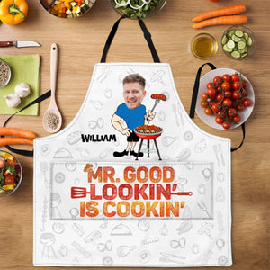 Custom Photo Mr. Good Lookin' Is Cookin' - Personalized Apron