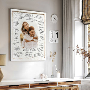 Personalized Wedding Guest Book Canvas Poster, Watercolor Portrait From Photo, Custom Painting Portrait