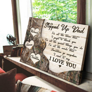 Thank You Dad Gift with Kids Names, Father's Day Personalized Canvas Poster